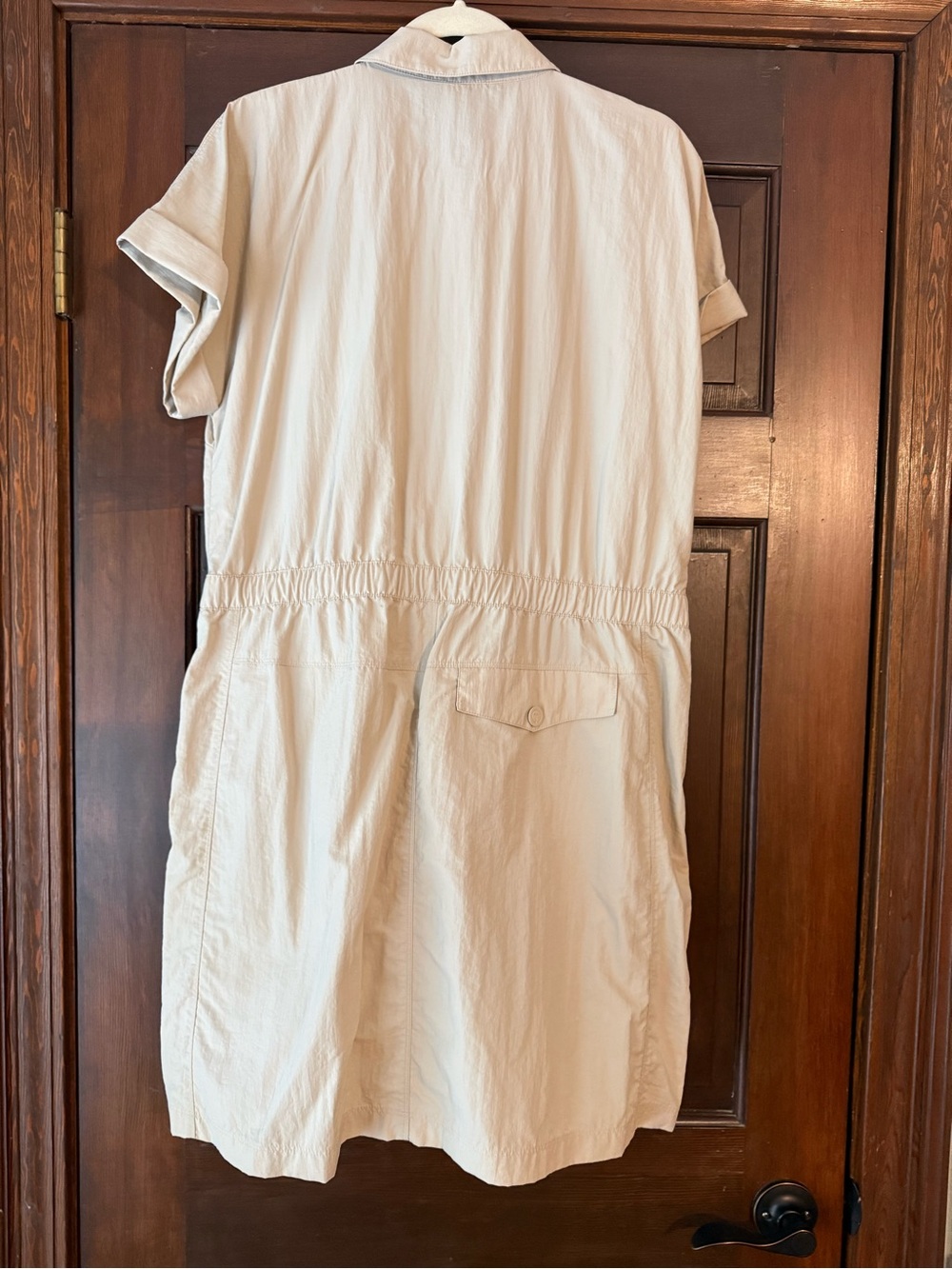 Talbots Cream Zip-Front Drawstring Midi Dress - Picture 3 of 6